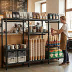 Commercial 9-Tier Metal Shelving, Reinforced Steel Rack for Display and Storage, Ideal for Cafes, Bars, and Kitchens