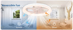 Ventilatore da Soffitto Intelligente XINGOO Nordic con Luce e Telecomando, Decorazione per Camera da Letto, Ventilatore con Pale Invisibili