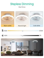 Ventilatore da Soffitto Intelligente con Luci a 360° °   Lampada Ventilatore Moderna Girevole con Controllo Remoto APP, Dimmerabile, 6 Velocità del Vento, Flusso d'Aria Reversibile per Interni