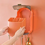 Porta Bacchette da Cucina a Parete Senza Foratura, Pieghevole, Antipolvere, con Drenaggio, per Uso Domestico