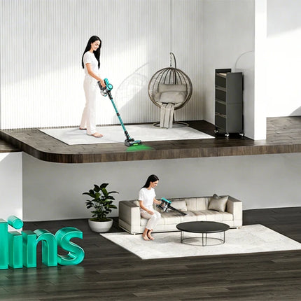 Cordless stick vacuum cleaner, free-standing, 58Kpa/55 min/10-in-1, with LED light brush for pet hair/carpets