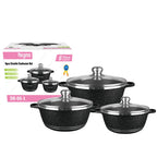 Set di Pentole in Alluminio Nero con Rivestimento in Granito Antiaderente, 20 24 28 32 36 40 44cm