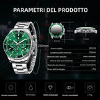 SAPPHERO Orologio da Polso Quarzo Uomo Acciaio Inossidabile Impermeabile 50M Cronografo