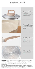 DONNOR 2.5Qt Pentola per Salsa con Coperchio Pentola in Granito Antiaderente per Tutti i Stufa Salsa Pentola per Zuppa Padella per Latte con Beccucci per Versare JT281
