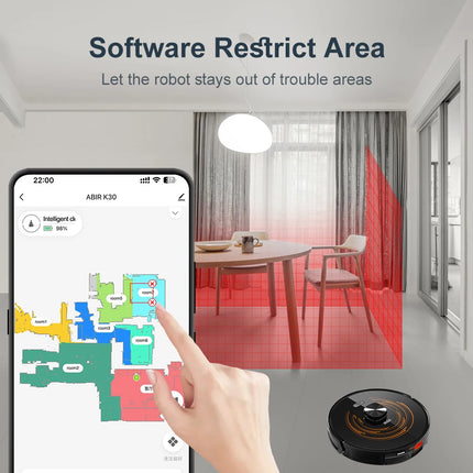 ABIR K30 Robot Vacuum Cleaner, Auto-Emptying Station, Lidar Laser, 6500PA Suction, Multi-Floor Mapping, Wet and Dry Appliance for Smart Home