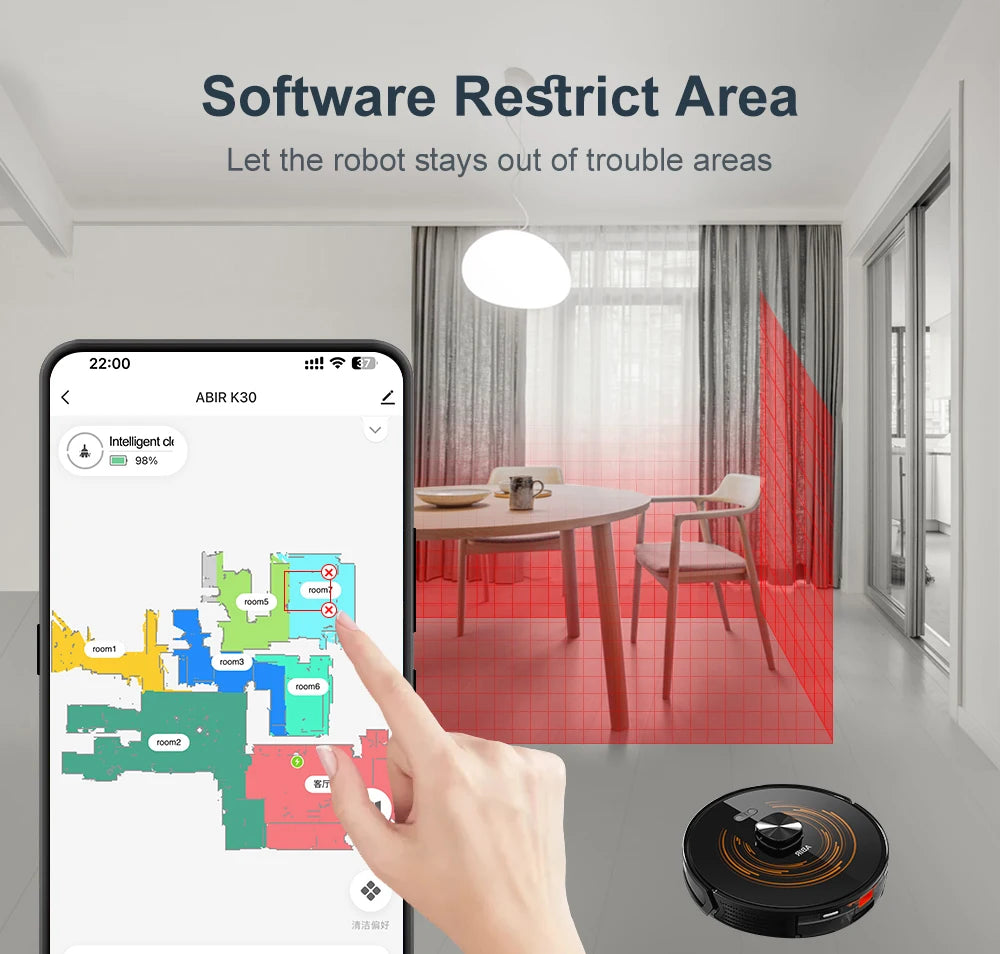 ABIR K30 Saugroboter, automatische Entleerungsstation, Laser-Lidar, 6500PA Saugleistung, mehrstöckige Kartierung, Nass- und Trockengerät für Smart Home