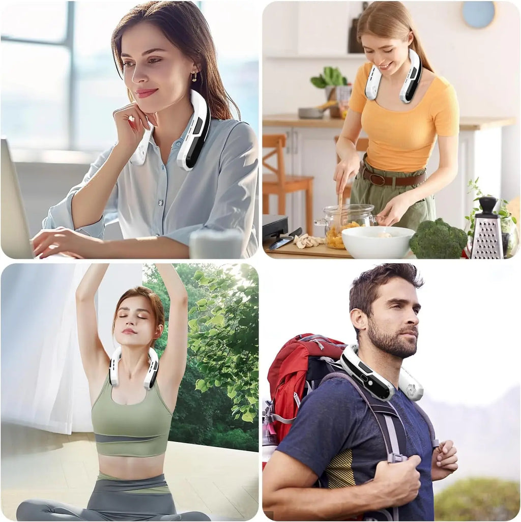 Ventilatore da Collo Portatile, Ventilatore da Collo Ricaricabile con Batteria da 6000mAh, 360° °   Ventilatore personale rinfrescante, ventilatore pieghevole silenzioso a 3 velocità per campeggio, viaggi all'aperto e al c