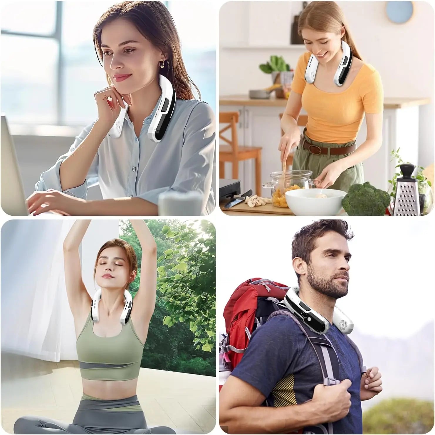 Ventilatore da Collo Portatile, Ventilatore da Collo Ricaricabile con Batteria da 6000mAh, 360° °   Ventilatore personale rinfrescante, ventilatore pieghevole silenzioso a 3 velocità per campeggio, viaggi all'aperto e al c