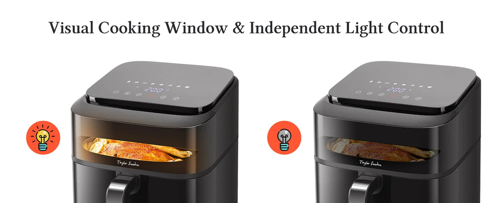 Friggitrice ad aria 6,5 L XXL doppia resistenza 8 funzioni finestra visualizzazione griglia antiaderente Taylor Swoden nera