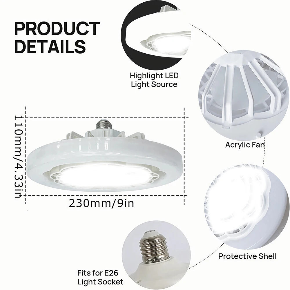 Ventilatore da soffitto estivo da 30W con luce, attacco E27, lampada LED con telecomando, velocità del vento regolabile, silenzioso per uso domestico