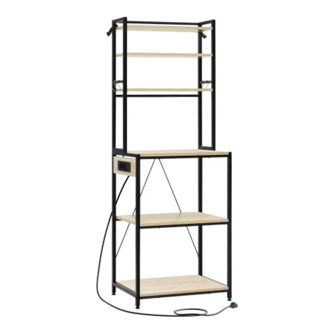 Stazione Caffè, Scaffale da Cucina con Prese, Mobiletto da Cucina, Mini Workstation da Cucina, Scaffale Espositivo – Tutto in Uno per l'Organizzazione di Caffè ed Elettrodomestici