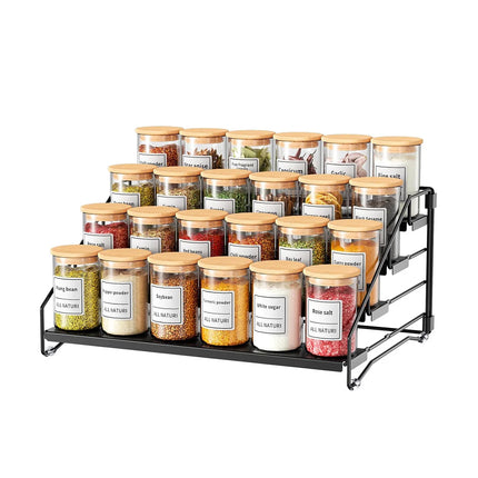 4 Tier Spice Rack Kitchen Countertop Space Saver Cabinet Herb Jar Holder Level Seasoning Wall Mounted