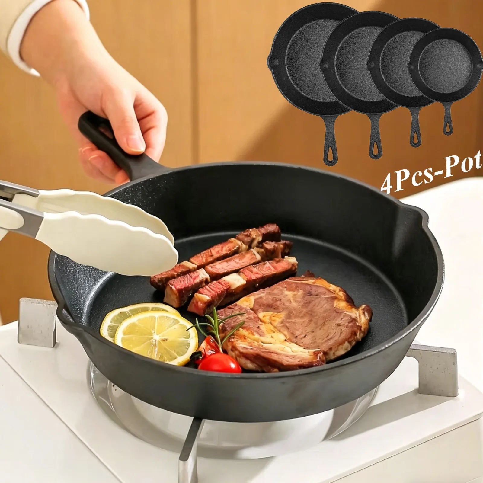 Padella Antiaderente per Cucina, Pentola per Uova e Omelette, per Fornelli a Gas, Induzione, Forno, Campeggio, Grigliate e Accessori BBQ