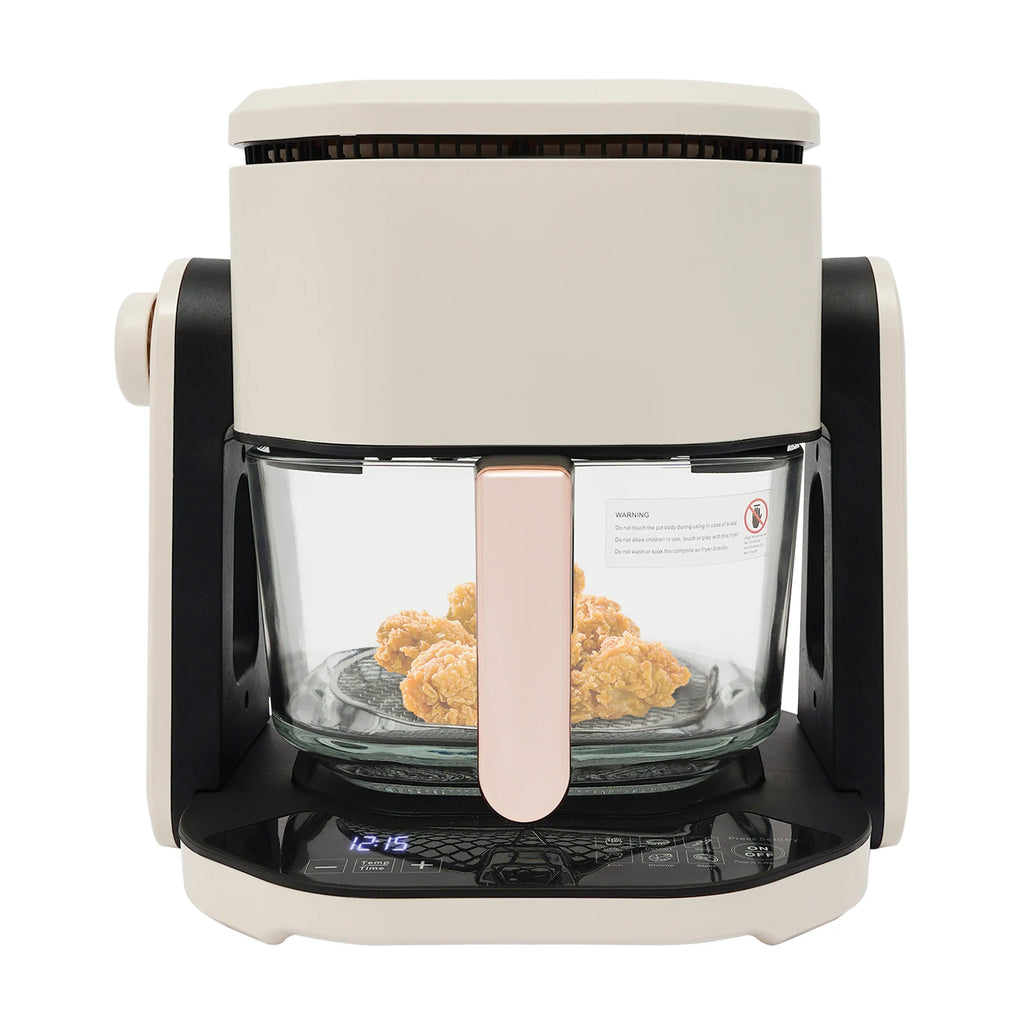 Friggitrice ad Aria da Tavolo Bianca 4.5L con Cestello Trasparente e Spina EU