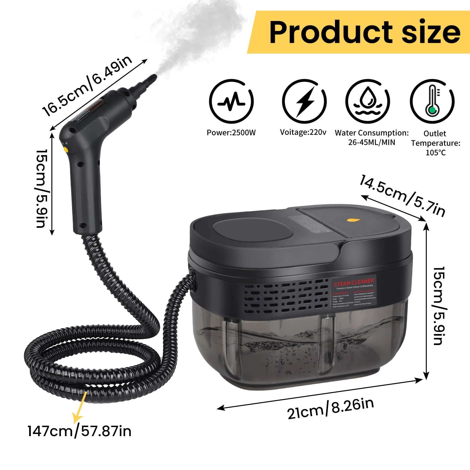 2500W Handdampfreiniger Hochtemperatur-Klimaanlage Dunstabzugshaube Auto Dampfreinigungsmaschine Böden & Reiniger