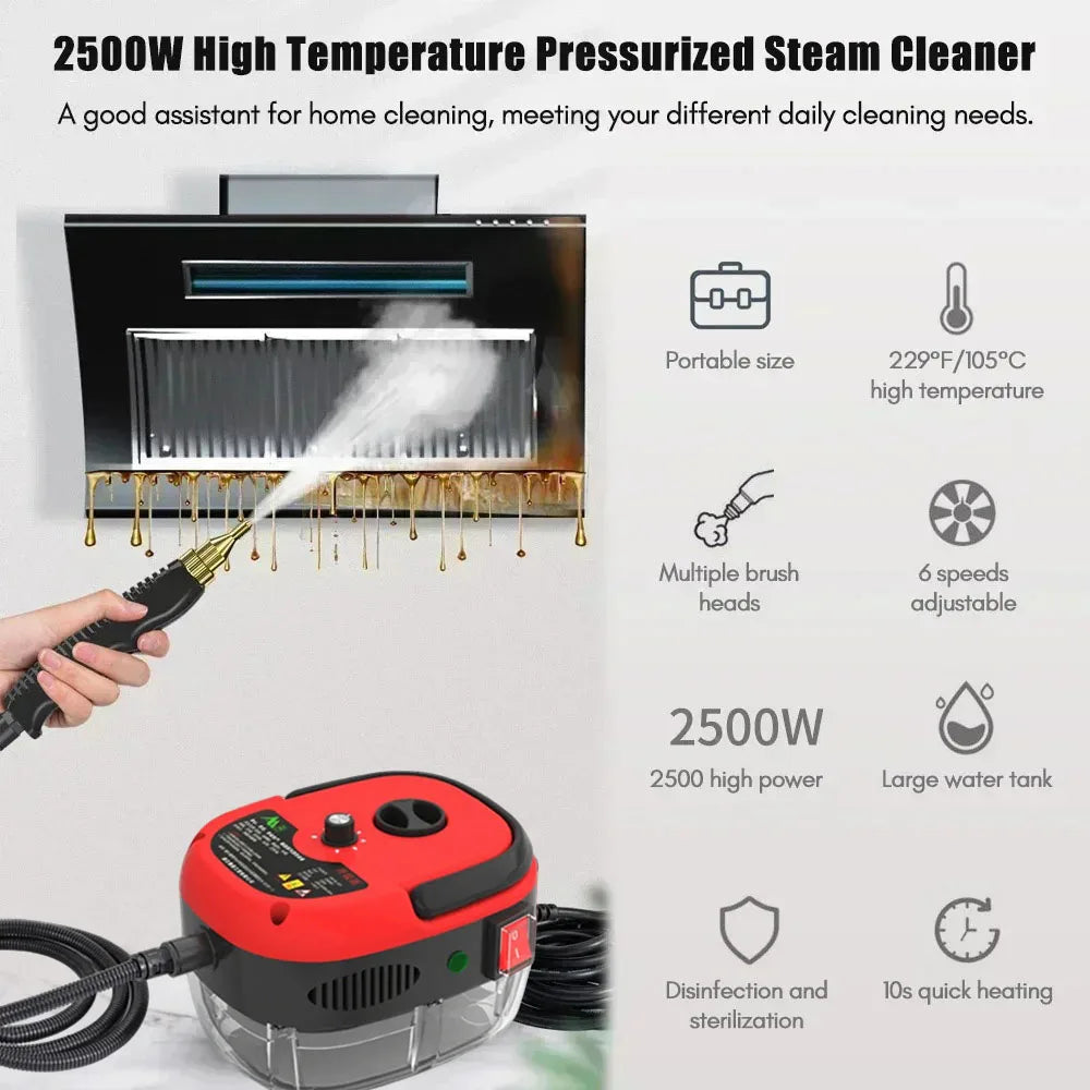 2500W Dampfreiniger, tragbare Hochtemperatur-Druckstrahl-Waschmaschine zur Sterilisation für Küchen, Autos, Klimaanlagen, Zuhause