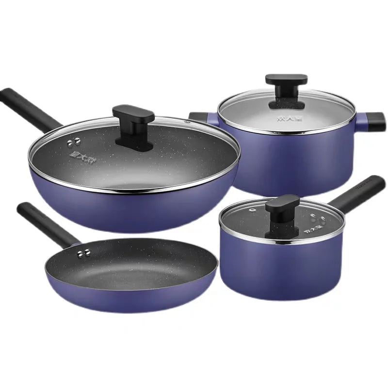 Padella antiaderente Padella Rivestimento in pietra di granito Padella per frittata Pentola per zuppa di cipolla in alluminio pressofuso Pentola da lavoro Pentole da cucina (Blu)