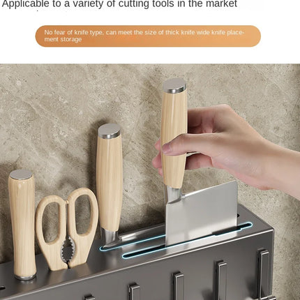 Mensole da cucina senza attrezzi, accessori da cucina, tubo portabacchette multifunzionale a parete, portaoggetti per coltelli e utensili