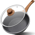 Padella alta 24 cm con coperchio – Padella antiaderente in granito, compatibile con l'induzione