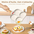 Padella a 4 Scomparti per Crêpes, Antiaderente per Uova, Padella in Alluminio Resistente con Manico
