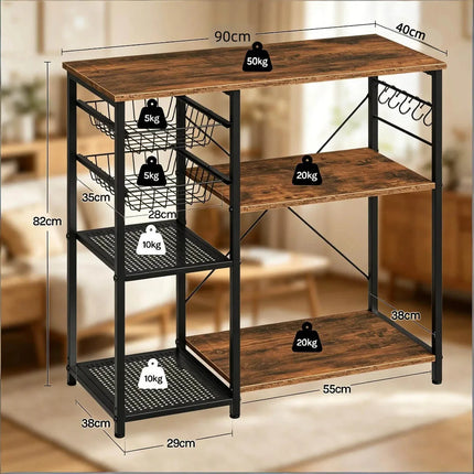 Scaffale robusto, scaffale da cucina, tavolino da caffè, scaffale da panettiere, supporto aperto per microonde, scaffale espositivo – Contenitore multiuso per casa e dispensa