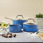 HLAFRG 3 pz/set Pentola Premium Durevole Rivestimento in Granito Pentola per Zuppa Pentola per Latte Domestico con Coperchio in Vetro per Fornello a Induzione Utensili da Cucina