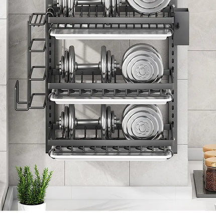 Organizer da parete per cucina - Scaffale senza foratura per ciotole, piatti, spezie con funzione di asciugatura stoviglie