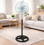 Höhenverstellbarer Standventilator mit 5 Flügeln, leise, oszillierend, großes Luftvolumen, für Zuhause, Schlafzimmer, Wohnzimmer