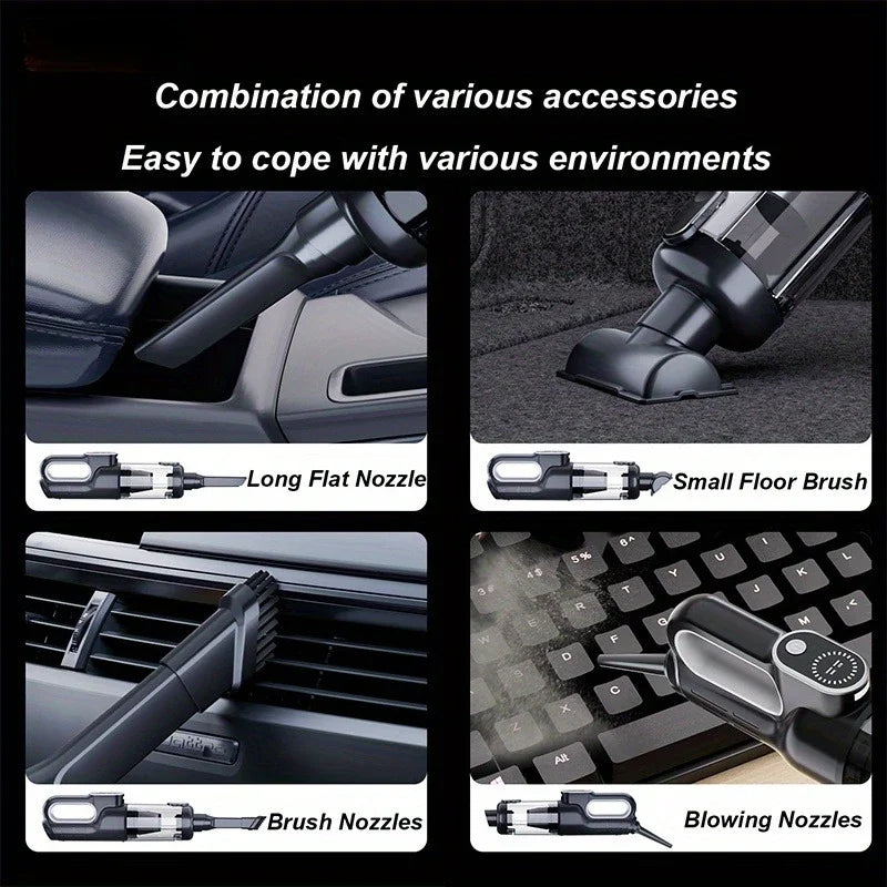 Brushless Cordless Handheld Vacuum Cleaner, High Suction, for Home and Car, Mini, Rechargeable, with LED for Car Cleaning.