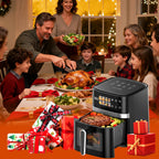 Patbrela Friggitrice ad Aria 5,5L 8-in-1 Forno Elettrico con Schermo LED Digitale e Finestra Visibile, 1350W, Nero