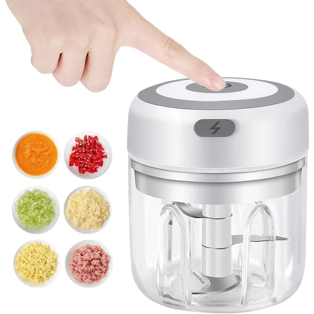 Elektrischer Zerkleinerer für Knoblauch 250ML, Gemüsehacker, USB-Mini-Zerkleinerer für Knoblauch, Zwiebelhacker, kleiner tragbarer Küchenmixer