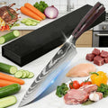 Professionelles 8-Zoll-Kochmesser aus 7CR17-Stahl mit Laser-Damastmuster, Pakkaholzgriff, Küchenmesser mit Scheide und Geschenkverpackung