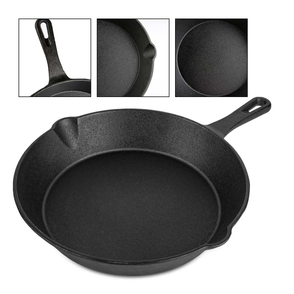 Set di 4 padelle in ghisa da 14/16/20/26 cm, non rivestite, antiaderenti, con elevata capacità di ritenzione del calore, per fornelli universali, barbecue, cottura e frittura.