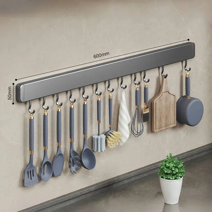 Scaffale da cucina senza foratura Mensole a parete Accessori da cucina con organizer porta cucchiaio e gancio mobile