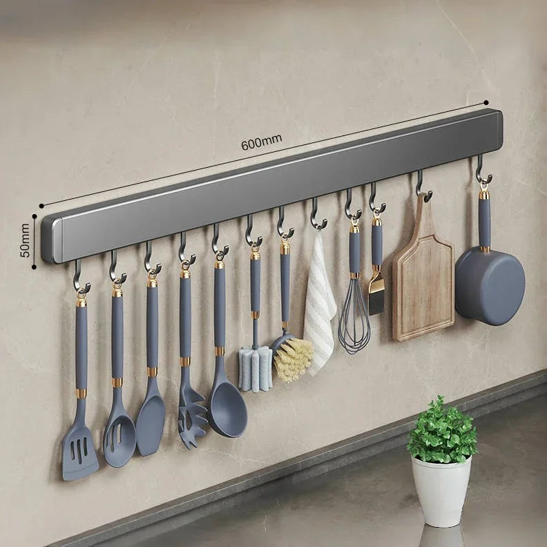 Scaffale da cucina non perforato Scaffali montati a parete Accessori per utensili da cucina con organizer porta cucchiaio con gancio mobile