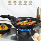 MICHELANGELO Padelle Antiaderenti Set Manico Rimovibile Padelle Rivestimento in Granito Padelle Non Tossicche Bistecca Frittata Padella Forno Sicuro