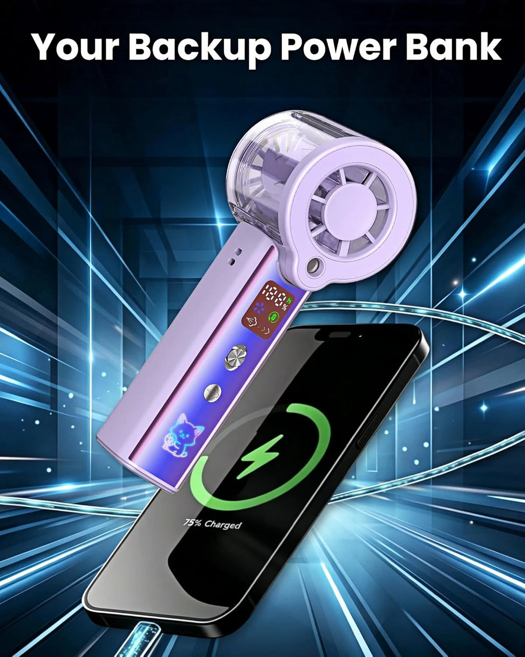 Ventilatore portatile con nebulizzatore, ventilatore personale turbo ad alta velocità da 30000 RPM con velocità regolabili, mini ventilatore spray ricaricabile da 3000 mAh, con display LED, per viaggi, attività all'aperto,