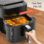Friggitrice ad aria 6,5 L XXL doppia resistenza 8 funzioni finestra visualizzazione griglia antiaderente Taylor Swoden nera