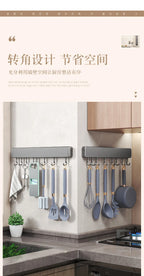 Scaffale da cucina non perforato Scaffali montati a parete Accessori per utensili da cucina con organizer porta cucchiaio con gancio mobile