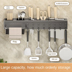 Mensola da cucina senza attrezzi, accessori da cucina, tubo per bacchette multifunzionale a parete, deposito per coltelli e attrezzi