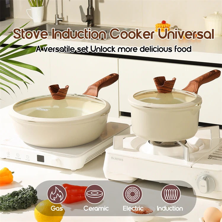 DONNOR 21 Pezzi Set di Pentole in Ceramica Set di Pentole e Padelle Antiaderenti Set da Cucina con Utensili e Protezioni per Padelle JT529