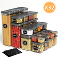 32-teiliges luftdichtes Lebensmittelbehälter-Set mit Deckeln, BPA-freie Kunststoff-Organizer für die Speisekammer, stapelbare Behälter für Müsli, Mehl, Nudeln, Getreide mit Etiketten und Marker