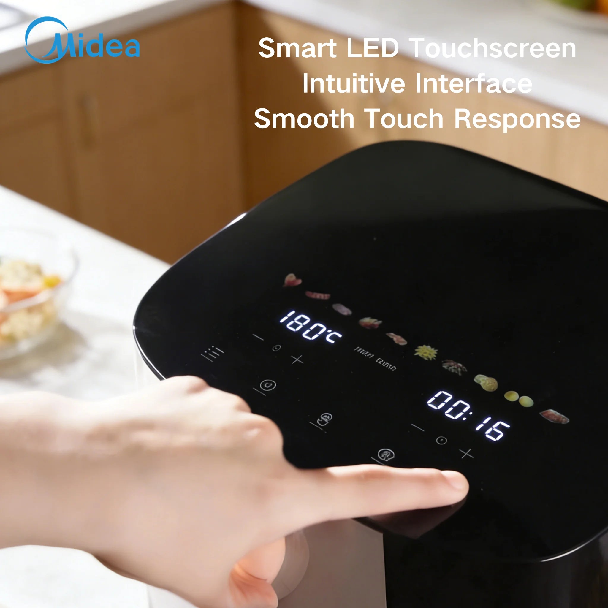 Friggitrice ad Aria Midea da 6,5L con Touchscreen Digitale e Finestra di Visualizzazione