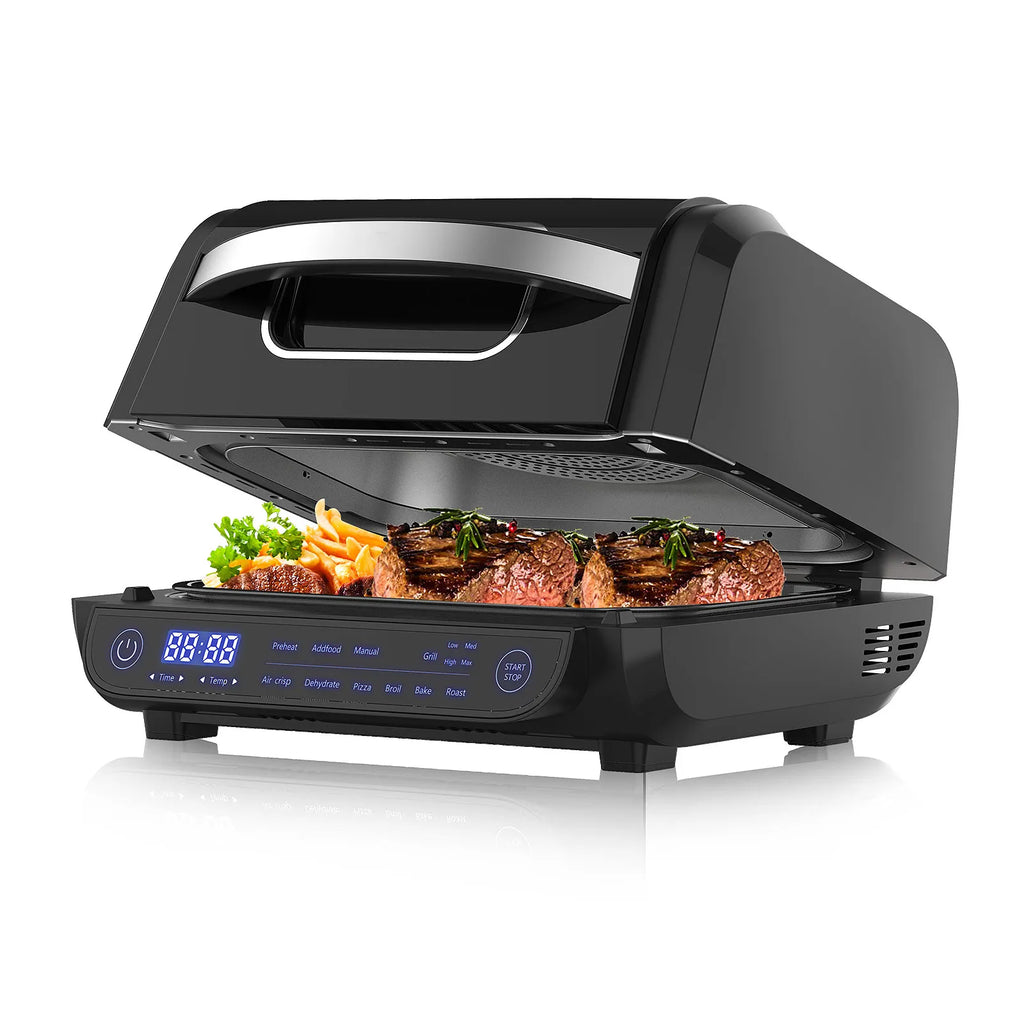 Friggitrice ad aria calda 8 in 1, 6 litri, 1700 W, nera, acciaio inossidabile