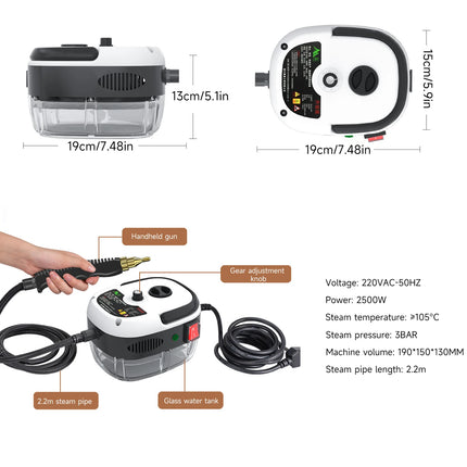Handheld Steam Cleaner, 105° High-Temperature Electric Brush with 6 Adjustable Levels and Multiple Heads for Kitchen and Bathroom