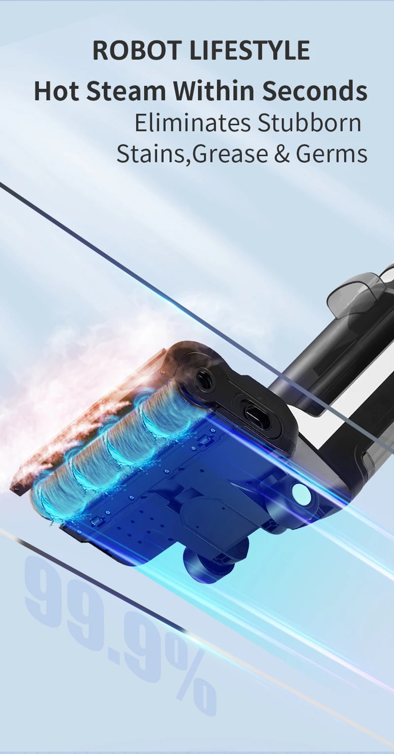 Kabelloser Handstaubsauger, Nass- und Trockenreinigungsroboter RL9Max, 14000pa, selbsterhitzende Bürste, superstarke Saugkraft, 4000 mAh Akku