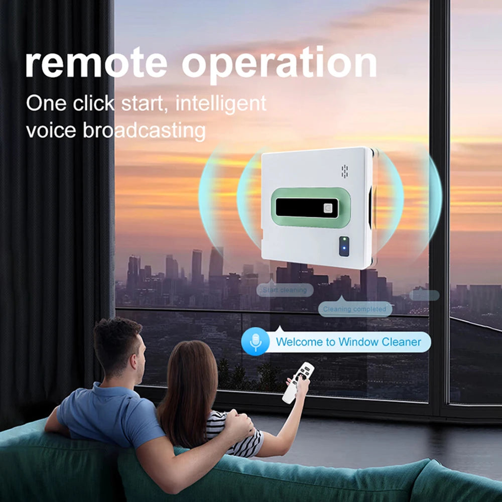 Roboter Fensterputzer 2500PA mit starker Saugleistung und Spray, elektrischer Anti-Fall Fensterputzroboter mit Fernbedienung und Staubsaugerfunktion
