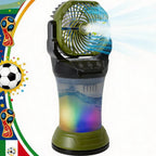 Ventilatore portatile con funzione nebulizzante, batteria, 4 impostazioni di velocità, serbatoio d'acqua da 2.000 ml e luce LED - ideale per il campeggio e l'uso all'aperto