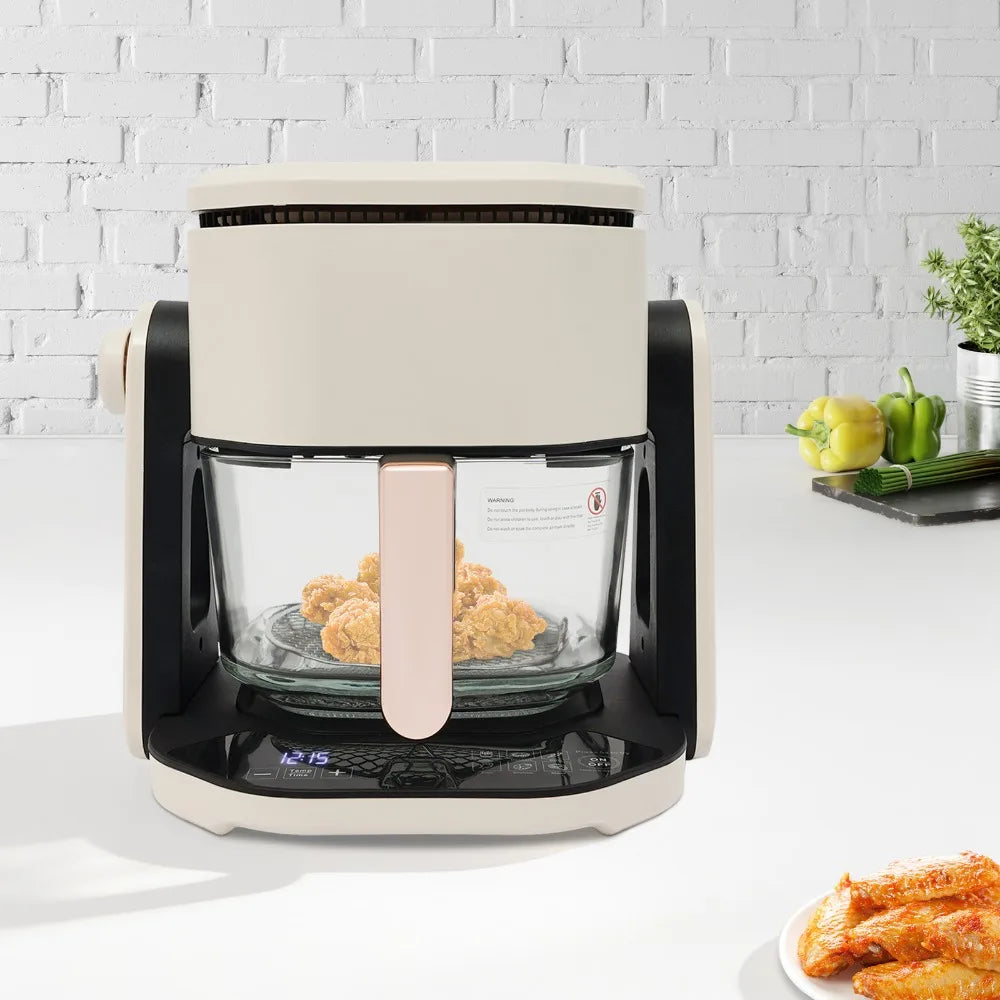 Friggitrice ad Aria da Tavolo Bianca 4.5L con Cestello Trasparente e Spina EU