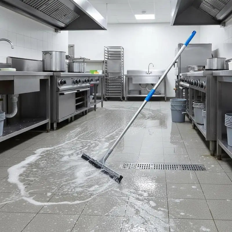 Wasserschieber mit ergonomischem Griff zur Bodenreinigung – Rahmen aus hochwertigem Stahl und Gummi – robuste Konstruktion mit Aufhängeöse und rutschfestem Griff